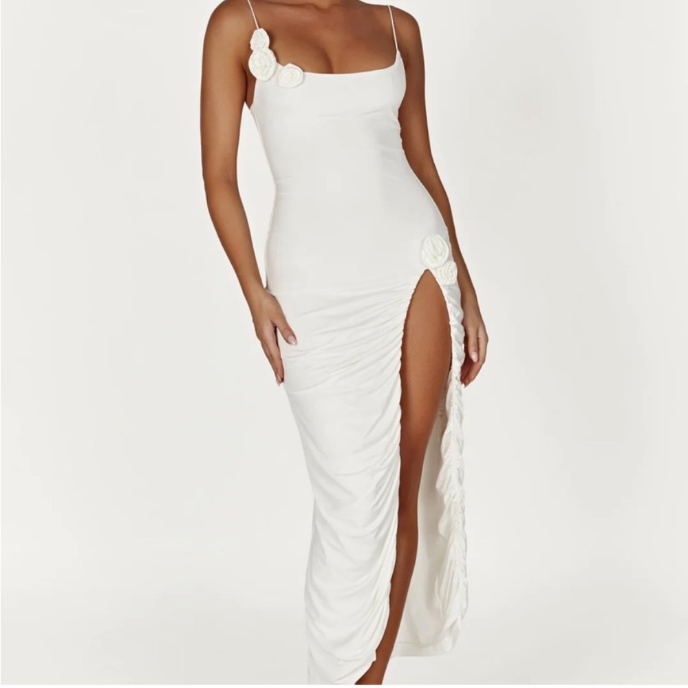 NWT Meshki NEVAEH Rose Midi Dress - White Size XS